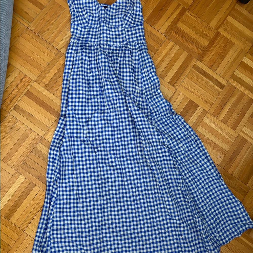 GAP Blue Checkered Maxi Dress